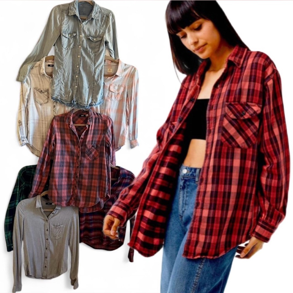 Button Down Flannel Bundle - 7 shirts!!